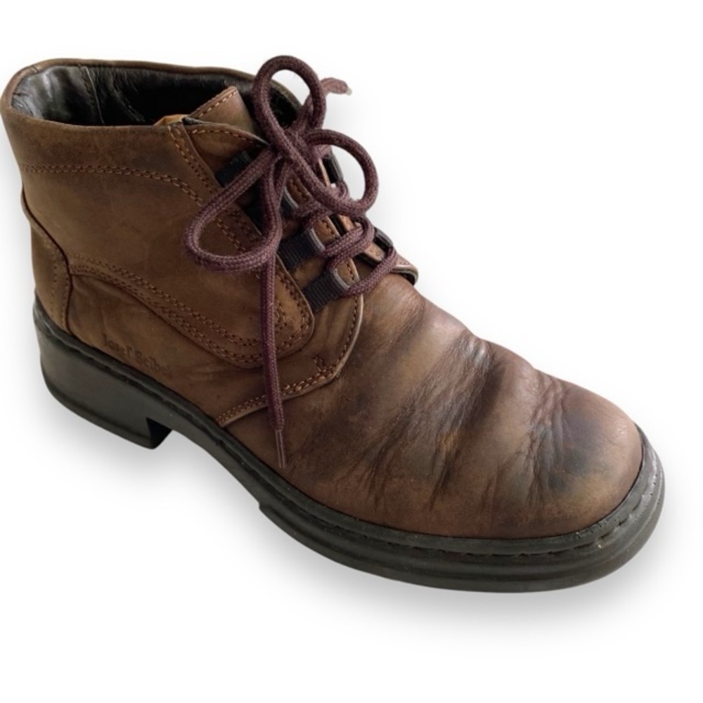 JOSEF SEIBEL Boots Lace Up Brown Leather High Top Ankle Shoes 37
